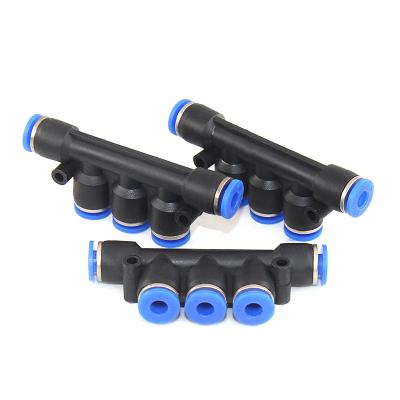 China PK Series Hotels Quick Push Connect Pipe Fittings 5 ​​Way Plastic Pipe Fittings Pneumatic Air Fittings for sale