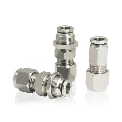 China Hotels Pneumatic Fittings Metal Pipe And Pipe Connection Fittings Stainless Steel Quick Push Fittings for sale