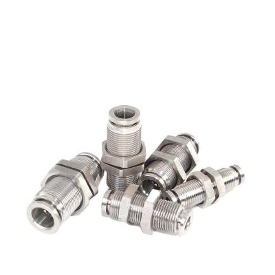 China Straight Pneumatic Adapter Connector Tube-to-Tube Bulkhead Flattening Hotels P.M. Series Stainless Steel Pneumatic Fittings for sale