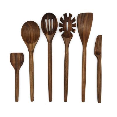 China Viable Large Grade Black Walnut Kitchenware 6sets North American Wooden Spoon Spatula Turner Pasta Spoon Kitchen Accessories for sale