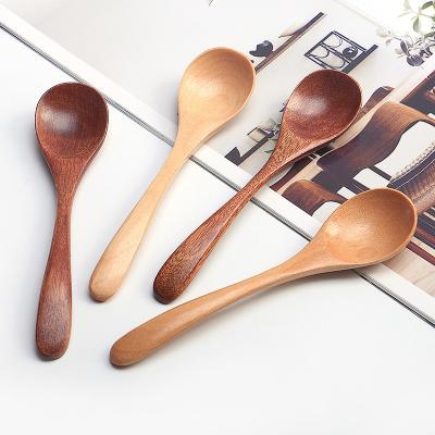 China Japanese style sustainable wooden spoon, household eco-friendly soup spoon, durable small dessert spoon tableware kitchen tools for sale