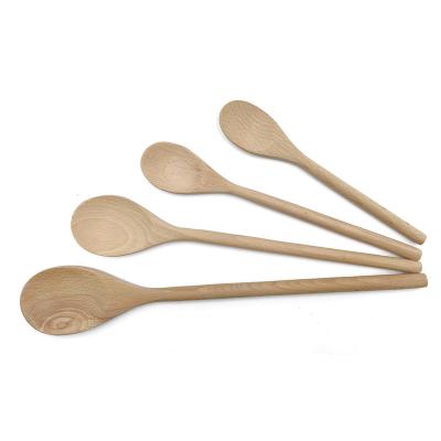 China Viable Wholesales Chinese Beech Wood Handle Long Single Spoon For Kitchen for sale