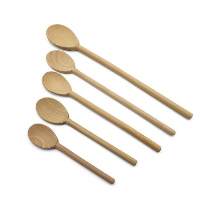 China Sustainable Classic French Style Spoon Kitchen Tool Beech Wood Wooden Spoon Cooking Tools for sale