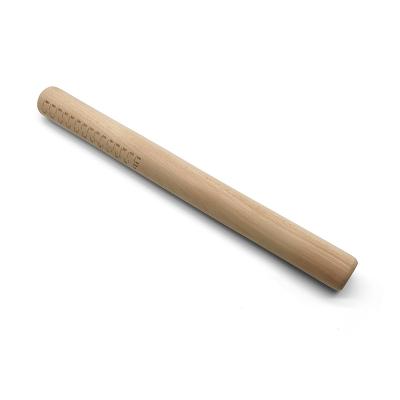 China Sustainable Solid Beech Wood Smooth Chinese Pastry Kitchen Tableware Large Size Rolling Pin With Scale Mark for sale