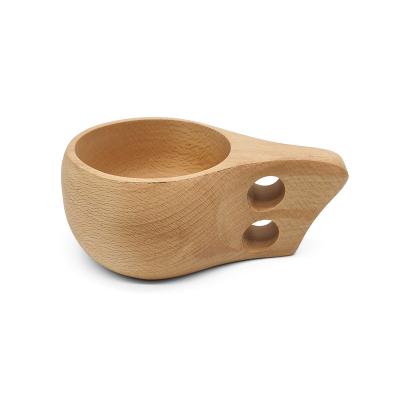 China Real Viable Unique Smart Designs Beech Wood Tea Cup Milk Cup Wine Mug With Handle for sale