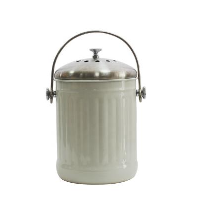 China 1.3-Gallon Sustainable 5 Liter Stainless Steel Indoor Compost Bin Kitchen Compost Bucket With Lid for sale