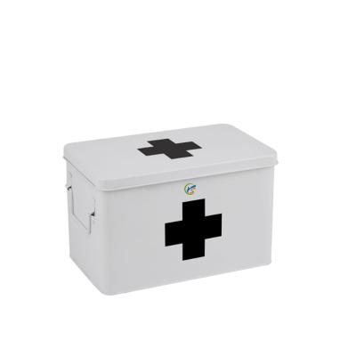 China White metal with black cross metal medicine storage box, large for sale