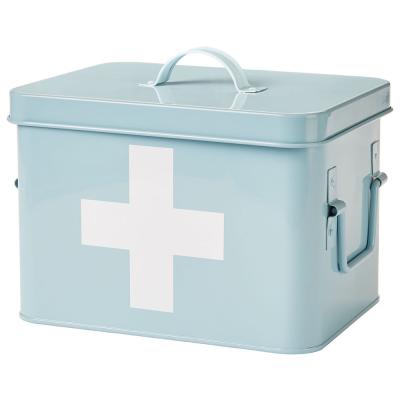 China Durable Pure Blue Color Galvanized Medical Devices First Aid Box for sale