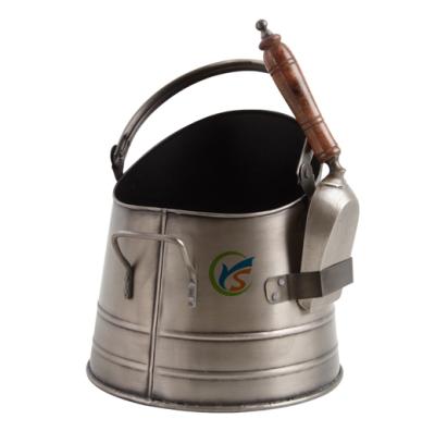 China Black Coal Trough Bucket Fireplace Decorative Tools Iron Coal Bucket And Shovel for sale