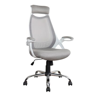 China Flip-Up Padded Executive Ergonomic Arm Office Chair Mesh White Office Chair With Headrest for sale