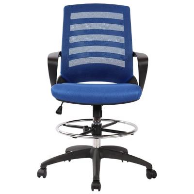 China Mid Back Rotating Mesh Swivel Ergonomic Office Chair Rotating Rocking Drafting Chairs for sale