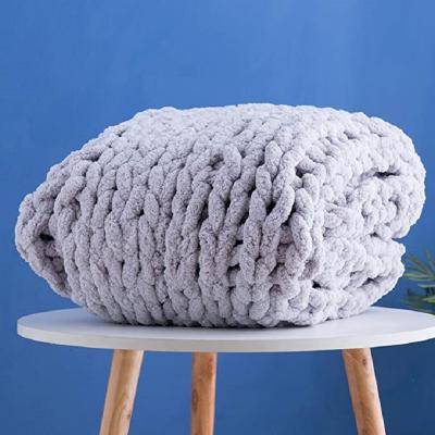 China Anti Dust Mite i@home Hand Knotted Luxury Knitted Cozy Christmas Kids Baby Blanket Beige Blanket Blanket for sale