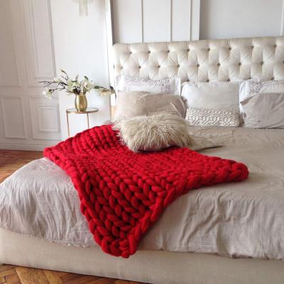 China i@ Portable Home Chunky Yarn Knit Throw Blanket For Arm Knitting Blanket for sale