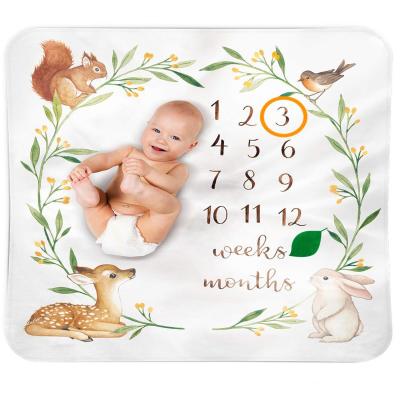 China Sustainable Custom Milestone Baby Blanket Gift Set With Animal Designs Baby Blanket for sale