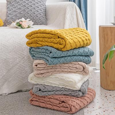 China i@home Eco-friendly Nordic Diamond Is Hollow Acrylic Knitted Throw Blanket Adult for sale