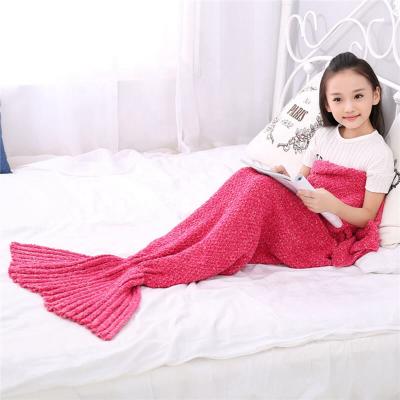 China i@home Amazon Amazon Hot Sale Thick Warm Kid Knitted Mermaid Tail Blanket for sale