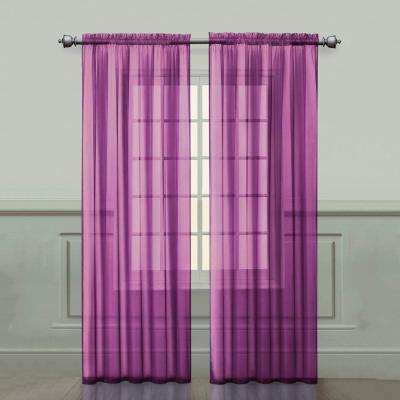 China Sheer Blackout Fabric Home Fabric Rod Fancy Silver Pocket Lilac Voile Curtains for sale