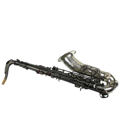 China Professional black nickel plated flat B tenor flat saxophone with silver plated bell for sale