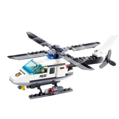 China DIY TOY Modern Novel 102 Pcs Police Station Helicopter Competitive Price Toy Flat Black White Building Blocks Building Toy for sale