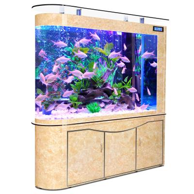 China Large Corner Viable Multifunctional Glass U-shaped Aquarium Fish Tank Bottom Filter In Living Room for sale