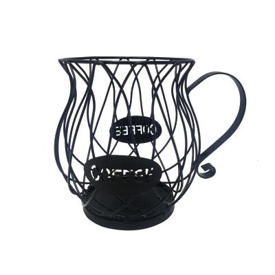 China Farmhouse GraceCrafts Black Metal Coffee Pods Storage Rack Basket Bowl for Coffee Station Nespresso Organizer for sale