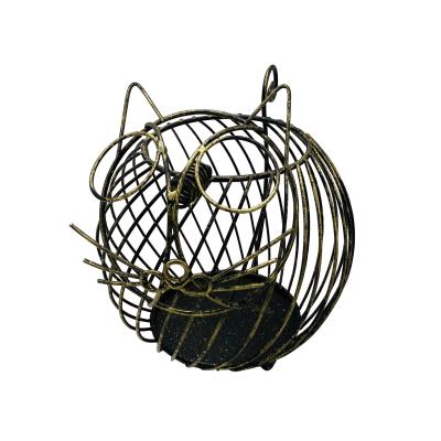 China Cute Farmhouse GraceCrafts Cat Black Gold Iron Metal Coffee Pods Storage Rack Basket Bowl For Coffee Station Nespresso Organizer for sale