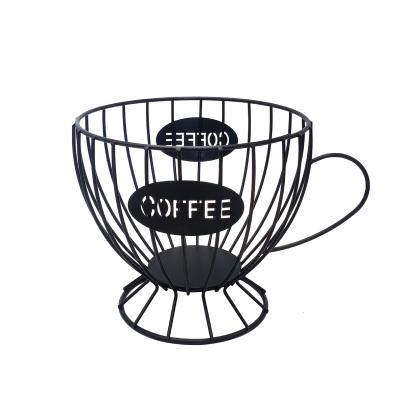 China Farmhouse GraceCrafts Black Metal Coffee Pods Storage Rack Basket Bowl Nespresso Pods Holder For Coffee Station Nespresso Organizer for sale