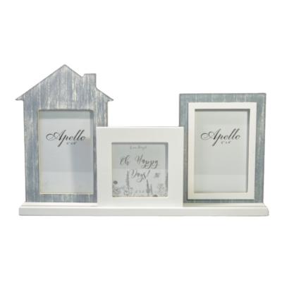 China Rustic Wooden Sliding Wooden PhotoFrame with Front Glass - Made to Show Three Images Stands Vertically on Desk or Table Top for sale