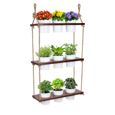 China Farmhouse GraceCrafts Plant Hanging Shelf with 9 Plant Pots Grow Herb Garden Wall Planter Pot Succulent Hanging Shelf for Window for sale