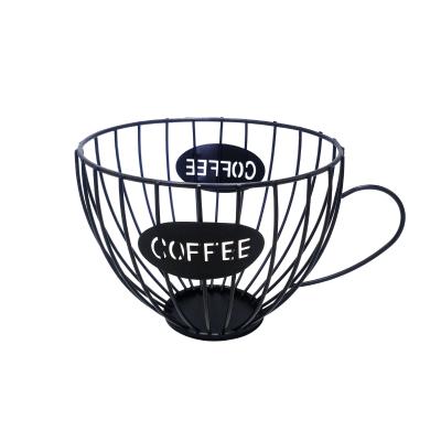 China Farmhouse GraceCrafts Black Metal Coffee Pods Storage Holder Basket Bowl for keurig coffee k-cup station nespresso organizer for sale