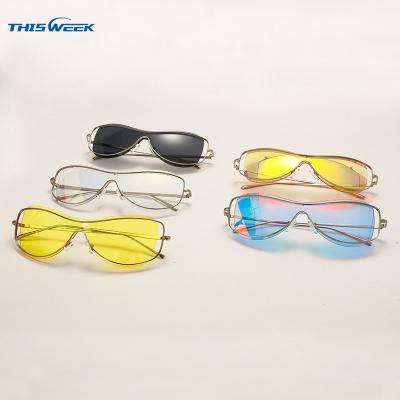 China Sports Sunglasses 2022 Luxury Trend Candy Color Bow Cavity Y2k Sun Glasses Big Sunglasses For Women Men for sale