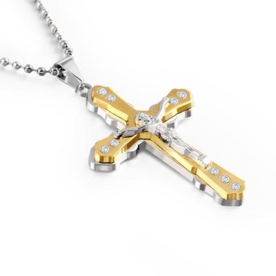 China 2022 Fashion Jewelry Best-Selling Simple Cross Necklace Gold Diamond Pendant Necklace for sale