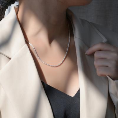 China 925 Sterling Silver Women Jewelry Fashion Low Chain Gift Necklace Clavicle Chain Element Flashing Bare Chain for sale