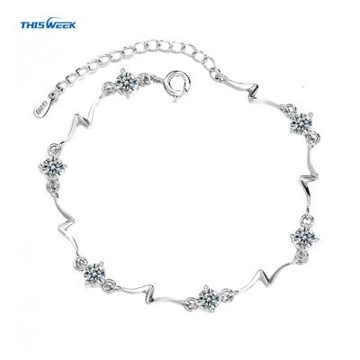 China Luxury Fashion High Quality Crystal Wave Design Zircon Bracelet Blue Korea Style Wholesale for sale