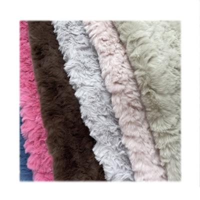 China Auto Wholesale 1500g Soft Rabbit Fur Fabric High Quality Soft Upholstery Embossing Artificial Animal Faux Fur For Shoe Garment Toy Cover for sale