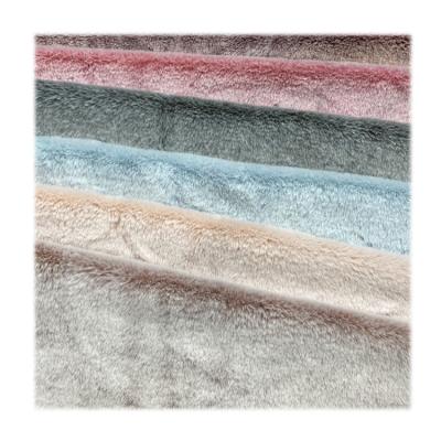 China Auto Upholstery Fancy Double Colors Rabbit Fur Fabric Bottom Pile 15mm Soft Comfortable Faux Rabbit Fur In Stock Supply for sale