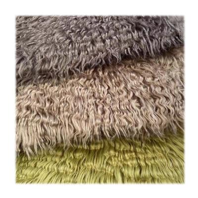 China Solid Plush Upholstery 40mm Long Pile Faux Wool Lamb Fur Auto Acrylic Fleece Fabric For Women Clothing for sale