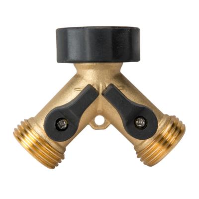 China Made To Garden Brass 2 Way Y Hose Connector Cut Out Valve for sale