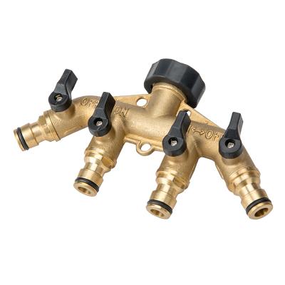 China Metal 4 Way Brass Hose Cut Connector Garden Hose Splitter for sale