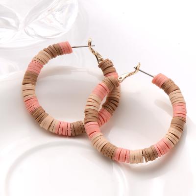 China Trendy Fashionable High Quality Handmade Polymer Clay Hoop Earrings Unique Circle Earrings Jewelry For Women for sale