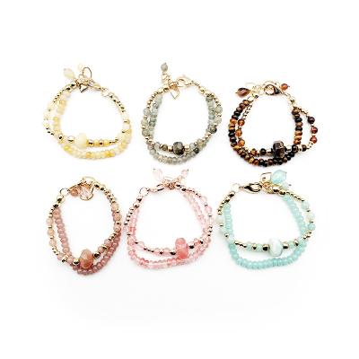 China Fashion Women 18.5CM Environmental Friendly Wholesale Jewelry Making Natural Gemstone Beaded Handmade Jewelry Bracelet Sets for sale