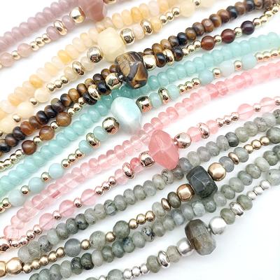 China 18.5CM Fashion Environmental Friendly Luxury Brand Natural Stone Crystal Woman Handmade Wire Gemstone Healing Beaded Bracelet for sale