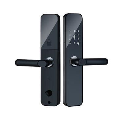 China Guangdong high security office apartments hotel locks base track fingerprint door electronic intelligent digital tuya door handle for sale