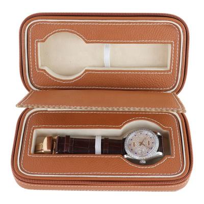 China ISO Factory BSCI Genuine Leather Watch Box Luxury Genuine Leather Case PU Watch Storage Box Leather Watch Boxes for sale