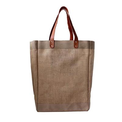 China Reusable and Degradable Rope Handle Material Natural Fiber Jute Shopping Bag Large Capacity Foldable Recycled Jute Bag Vendor for sale