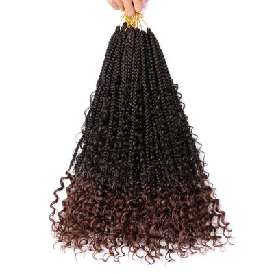 China Synthetic Fiber 18inch 22root 100g Colored Box Braid Black Chemical Fiber Pre Stretched African Synthetic Braiding Hair Extensions for sale