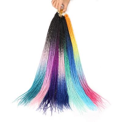 China Senegalese Twist Crochet Braid Hand Twist Two Braids Ombre 24in 20Roots/pack Crochet Hair High Temp Silk Pre Stretched Braiding Hair for sale