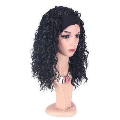 China Curly Wigs Synthetic Hair,Wholesale Price Headband Wool Curl Hair Wig With Headband,Headband Wigs For Black Women for sale