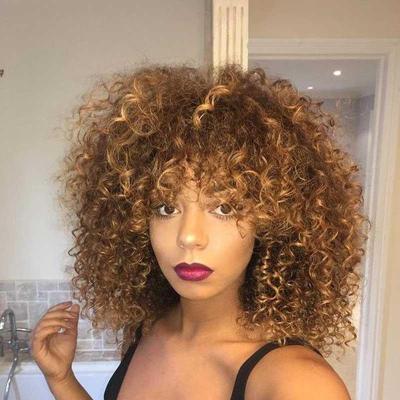 China Wholesale Customizable 12 Colors Natural Afro Curly Curly Hair Short Curly Hair Synthetic Wigs For Black Women for sale