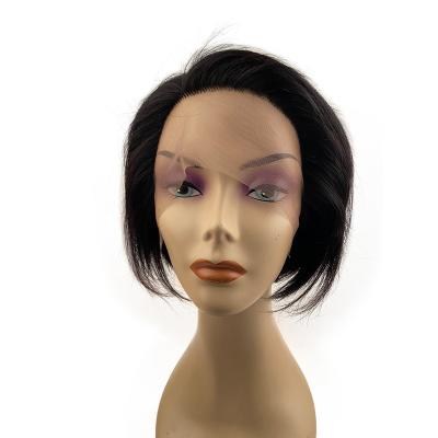 China Natrual Wholesale 150% Density Cheap Brazilian Human Hair Lace Front Wig Cuticle Aligned Short Bob Wigs With Baby Hair for sale